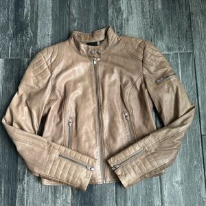 TROUVÉ Genuine Leather Moto Biker Jacket.
